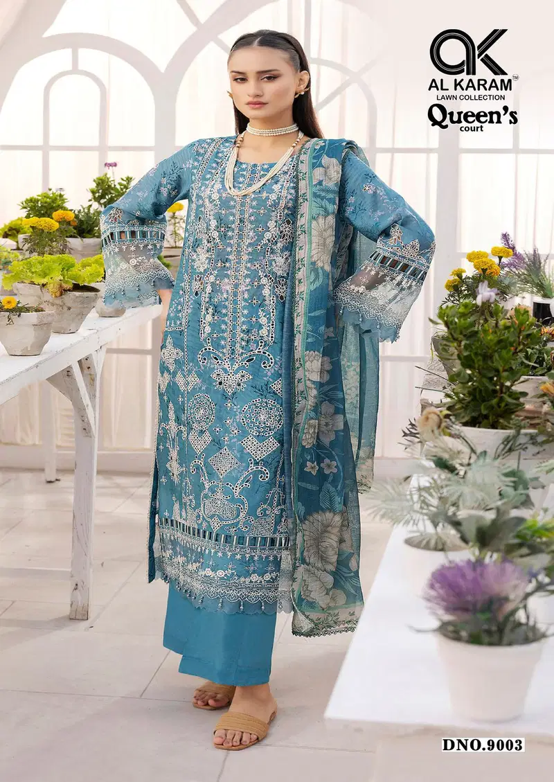 Queens Court Vol 9 By Al Karam Cambric Cotton Dress Material Suppliers In India